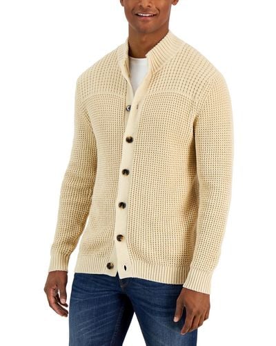 Club Room Chunky Waffle Knit Cardigan Sweater - Natural