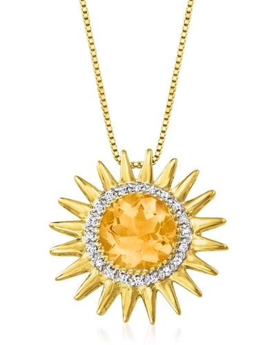 Ross-Simons Citrine And . Diamond Sun Pendant Necklace - Metallic