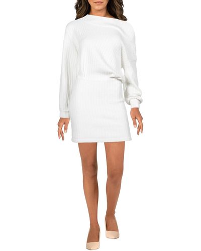 Line & Dot Thea Envelope Neck Mini Sweaterdress - White