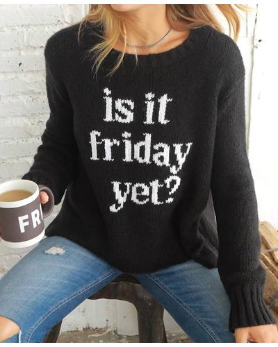 Wooden Ships Is It Friday Crew Sweater In Black / Snow