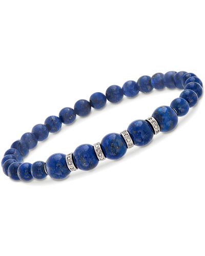 Ross-Simons 10mm Multicolored Jade Bead Stretch Bracelet in Blue