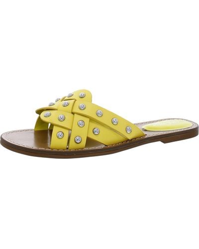 Nine West Cia Slip On Open Toe Slide Sandals - Yellow