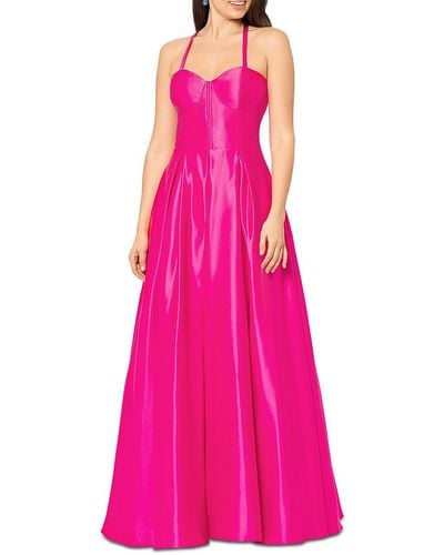 Blondie Nites Juniors Corset Lace-up Evening Dress - Pink