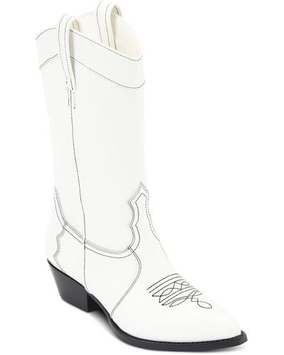 DKNY Laila Leather Mid-calf Cowboy - White