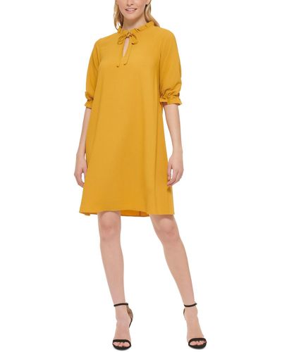 Jessica Howard Causal Slub Shift Dress - Yellow