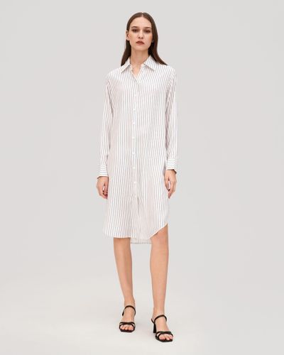 LILYSILK Pinstriped Freesia Shirt Dress For - White