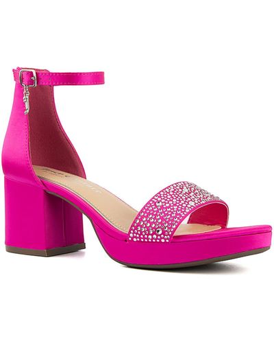 Juicy Couture Nelly Ankle Strap Open Toe Block Heel - Pink