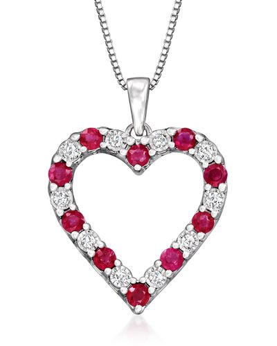 Ross-Simons Ruby And . Diamond Heart Pendant Necklace - Red