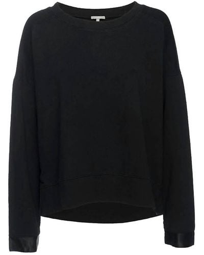 PJ Harlow Izzy French Terry Sweatshirt With Satin Cuffs - Black