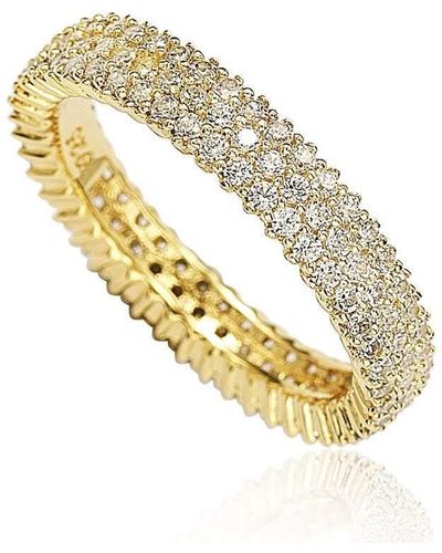 Suzy Levian Golden Sterling Silver Micro-pave White Cubic Zirconia Eternity Band - Yellow