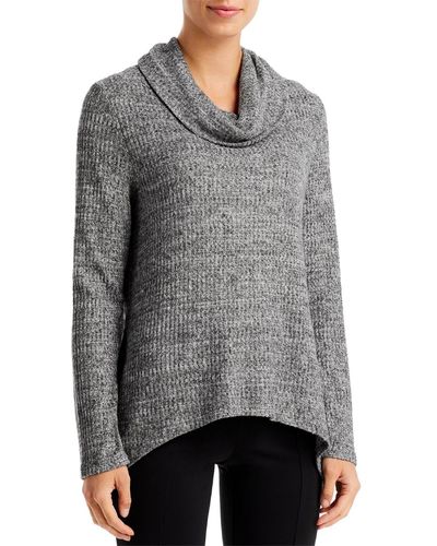 Marc New York Waffle Knit Cowl Neck Pullover Top - Gray