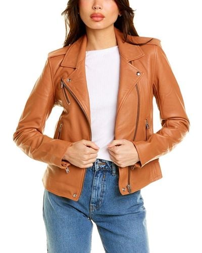 IRO Ro Newhan Leather Jacket - Orange