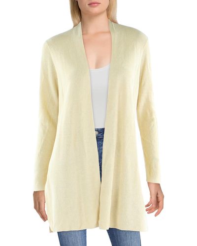 Eileen Fisher Petites Linen Blend Long Cardigan Sweater - White