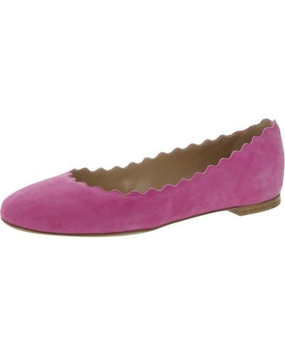 Chloé Lauren Leather Scalloped Ballet Flats - Purple