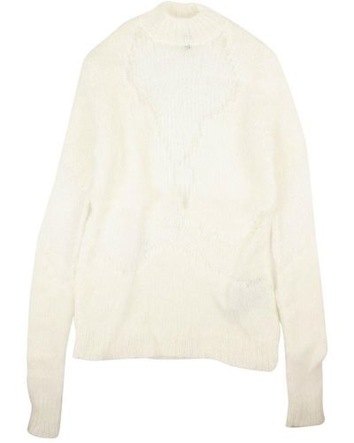 Unravel Project Alpaca Slim Fit Sweater - Whie - White