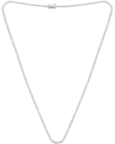 Diana M. Jewels 14kt White Gold Diamond Classic Straight Tennis Necklace Fetaures 4.07cts Carats Of Diamonds