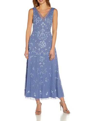 Adrianna Papell Sequined Special Occasion Evening Dress - Blue