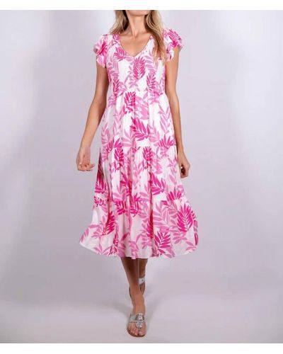 Sail To Sable V-neck Smocked Midi Dress - Pink