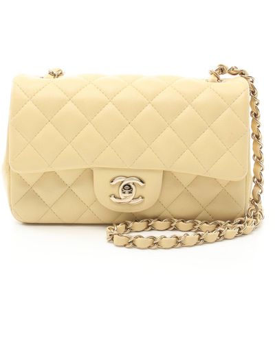 Chanel Matelasse 20 Chain Shoulder Bag Lambskin Light Gold Hardware - Natural