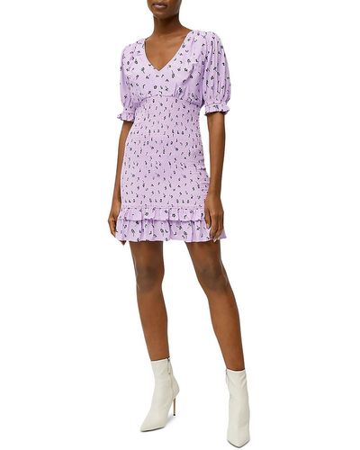 French Connection Smocked Puff Sleeve Mini Dress - Multicolor