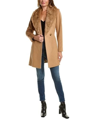 Sofiacashmere Toscana Shawl Collar Wool-blend Coat - Natural