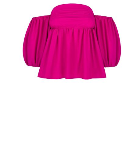 Monica Nera Nicole Off Shoulder Cotton Blouse - Pink