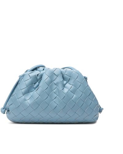 Tiffany & Fred Full Grain Woven Leather Pouch/ Shoulder/ Clutch Bag - Blue