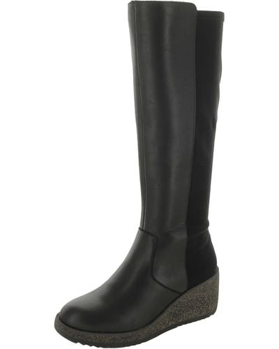 Aetrex Rose Leather Comfort Knee-high Boots - Black