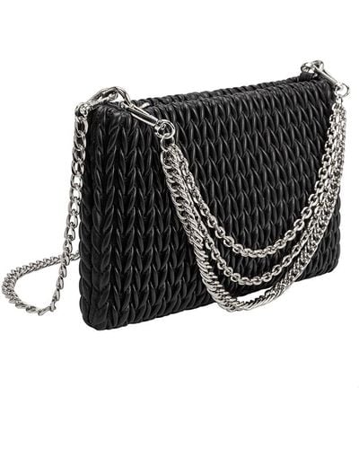 Melie Bianco Erin Padded Quilted Crossbody Clutch - Black