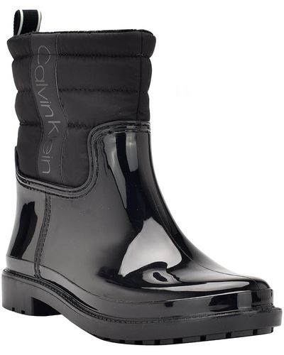 Calvin Klein Sisely Ankle Block Heel Rain Boots - Black