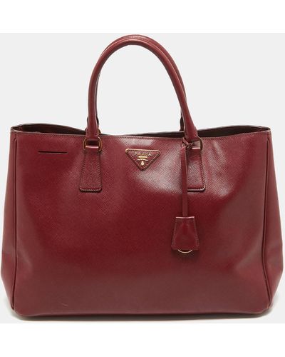 Prada Saffiano Leather Large Galleria Tote - Red