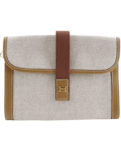 Hermès Jige Canvas Clutch Bag (pre-owned) - Natural