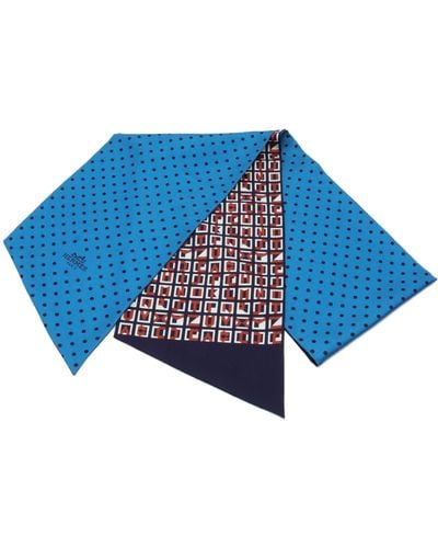 Hermès Maxi Twilly Lettres Et Pois Scarf Silk Navy Color - Blue