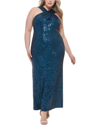 Eliza J Plus Sequined Maxi Evening Dress - Blue