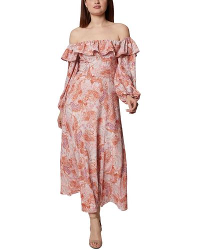 BCBGeneration Paisley Long Maxi Dress - Pink