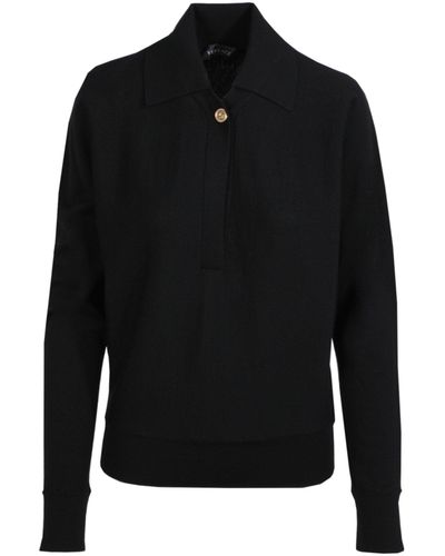 Versace Wool Blend Collared Sweater - Black