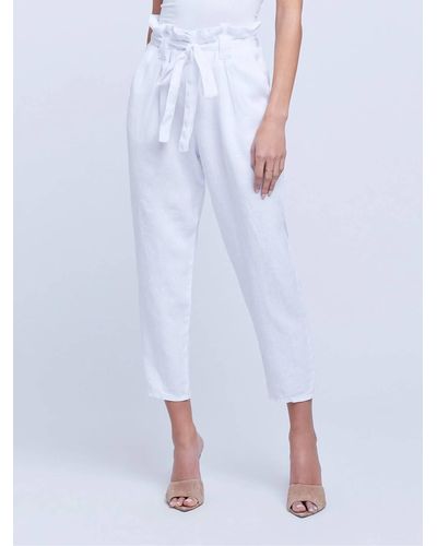 L'Agence Heather Paperbag Pant - White