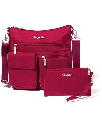 Baggallini Modern Everywhere Slim Crossbody Bag With Rfid Wristlet - Red