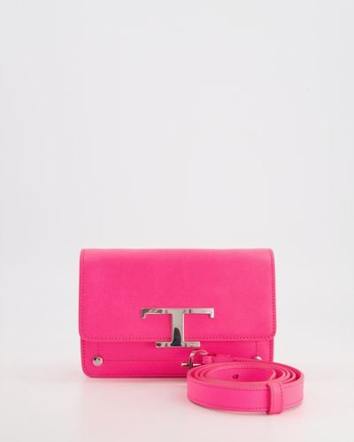 Tod's Neon Small Leather Belt Bag With Silver Hardware - Pink