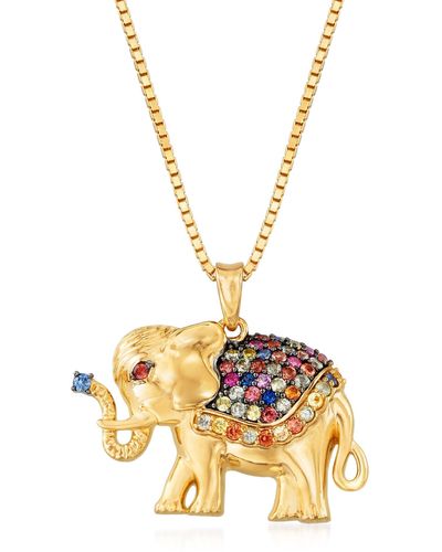 Ross-Simons Multicolored Sapphire Elephant Pendant Necklace - Metallic