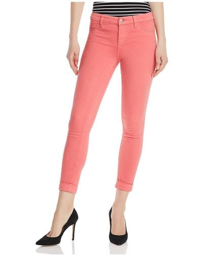 J Brand Alana High Rise Ankle Skinny Crop Jeans - Red