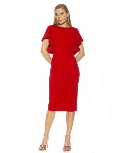 Alexia Admor Luna Flutter Sleeves Dress - Red