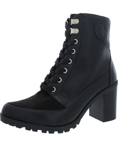 Giani Bernini Keegan Faux Leather Combat & Lace-up Boots - Black