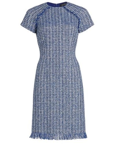 Teri Jon Cotton-blend Tweed Cocktail Dress - Blue