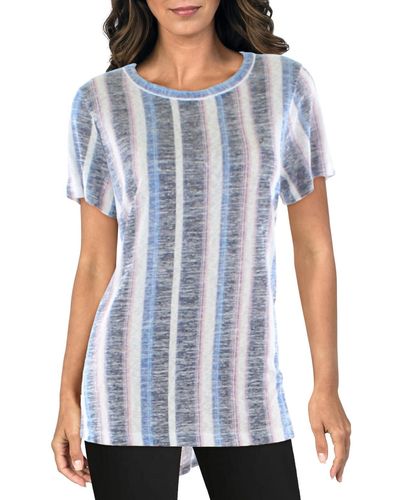 B Collection By Bobeau Crewneck Striped Pullover Top - Blue