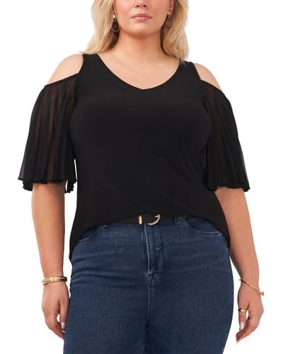 Vince Camuto Plus Ruffled Off The Shoulder - Black