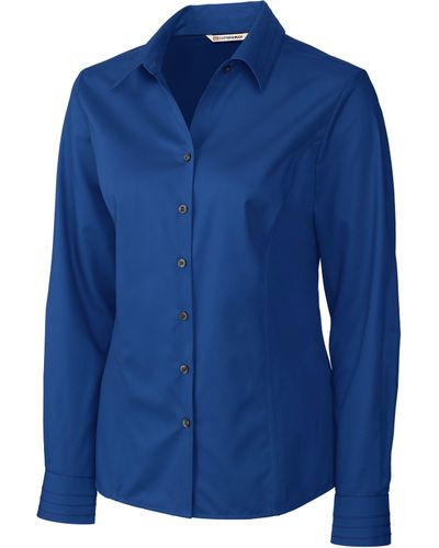 Cutter & Buck Epic Easy Care Fine Twill Long Sleeve Dress Shirt - Blue