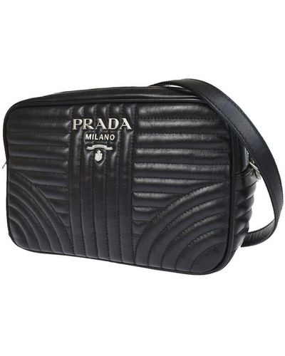 Prada Diagramme Leather Shoulder Bag (pre-owned) - Black