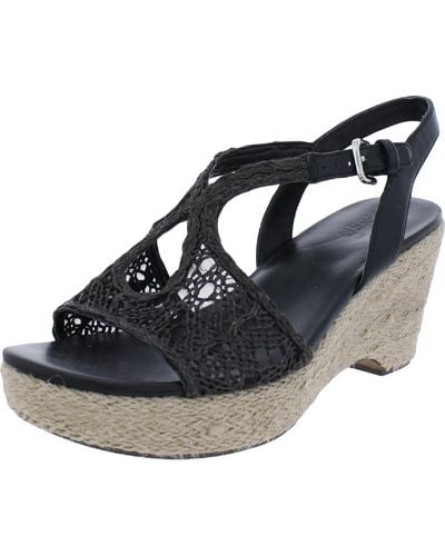Naturalizer Catalina Faux Leather Cut-out Wedge Sandals - Black