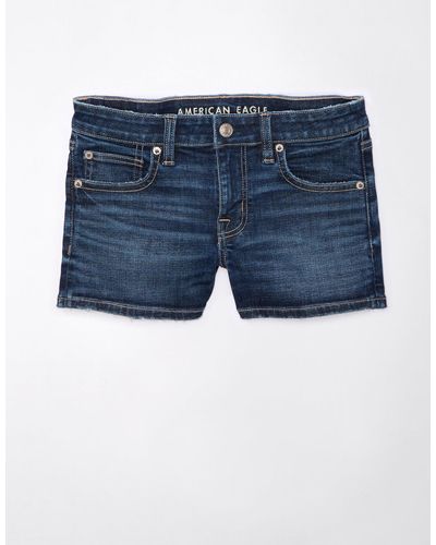 American Eagle Outfitters Ae Next Level Super Low-rise Denim Short Short - Blue